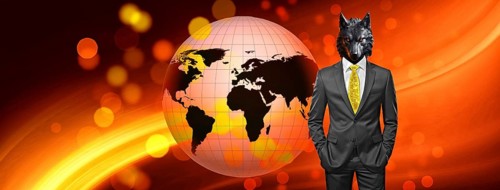 Symbolic image, wolf in a suit, industry, economy critical, exploitation, stress, trade union, pay,