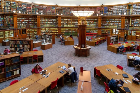 Historic circular Picton Reading Room inside Liverpool Central library, city of Liverpool, England,