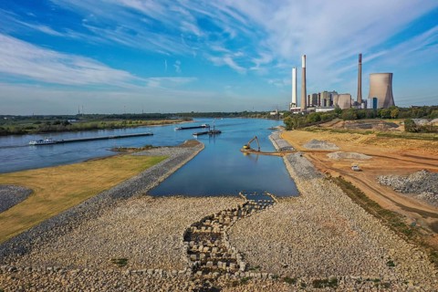 Dinslaken, Voerde, North Rhine-Westphalia, Germany, Emscher estuary into the Rhine. Construction
