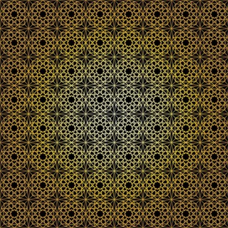 Geometric gold lace seamless pattern. Arabic tile lattice vector background.
