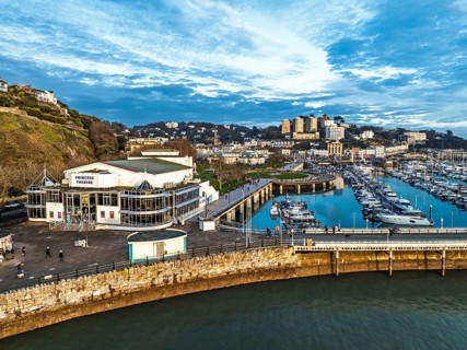 Torquay Marina and Harbour from a drone, English Riviera, Torbay, Devon, England, United Kingdom,