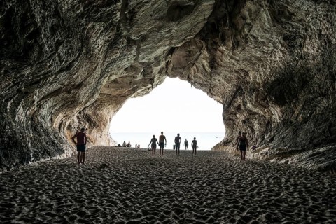 Cave and beach, Cala Luna, Gulf of Orosei National Park, Parco Nazionale del Gennargentu e del