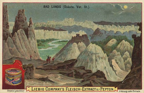 Picture series Volcanic landscapes, the Badlands in Dakota, America, Liebig picture, digitally