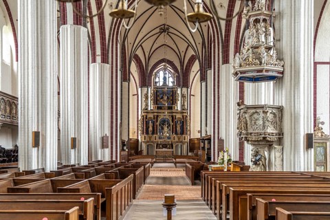 Interior of St Stephen's Church in Tangermünde, Saxony-Anhalt, Germany, Europe