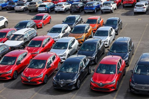 Duisburg, North Rhine-Westphalia, Germany, new cars, transhipment centre, car terminal in Duisburg