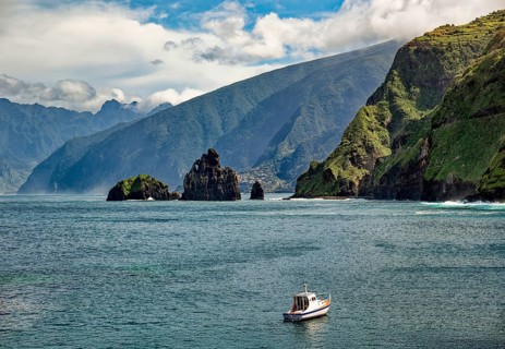 Coast, cliffs on the Atlantic Ocean in Porto Moniz, Madeira, Portugal, Europe