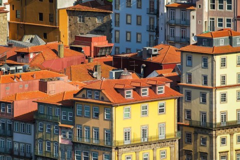 View of Portuguese traditional colorful houses in Porto city, Portugal, Europe