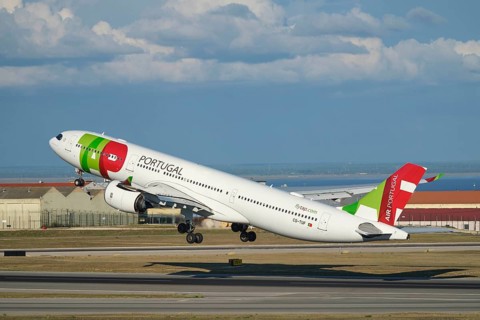 Lisbon, Portugal - September 2, 2023: TAP Air Portugal Airbus A330-941 passenger plane take off in