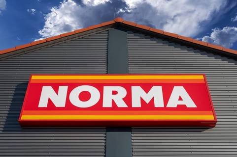 Logo of the discounter on a Norma branch, Bavaria, Germany, Europe