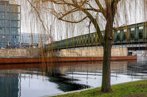 Gustav Heinemann Bridge in rainy weather, Berlin, Germany, Europe