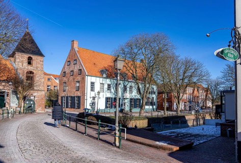 The village of Greetsiel, municipality of Krummhörn, historic Greetsiel church, Protestant Reformed