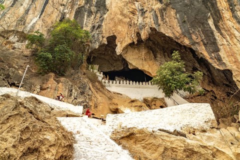 Entrance to the Pak Ou Caves near Luang Prabang, Laos, Asia