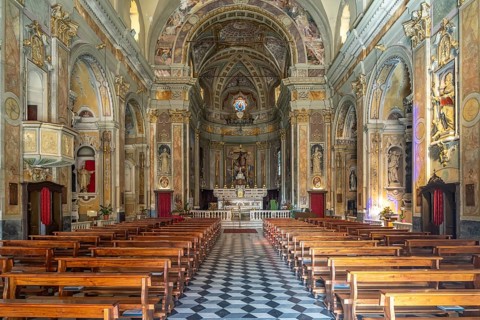 Interior of the Chiesa San Maurizio church in Riva Ligure, Riviera di Ponente, Liguria, Italy,