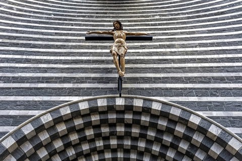 Chiesa di San Giovanni Battista, interior view, architect Mario Botta, Mogno, near Fusio,
