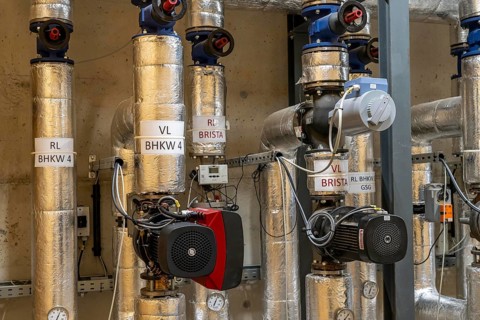Pipelines, control elements of the heat storage tank of a biogas plant, 5000 cubic metres of hot