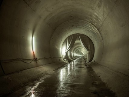 Completed tunnel section in construction lot H41, Brenner Base Tunnel, Zenzendorf, Tyrol, Austria,
