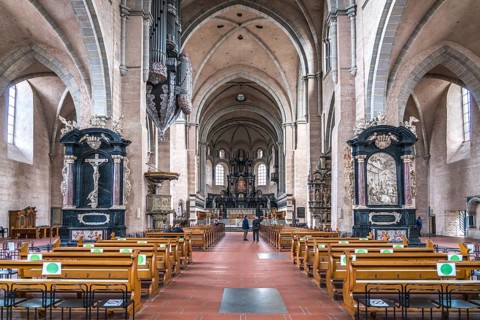Interior of St Peter's Cathedral, UNESCO World Heritage Site in Trier, Rhineland-Palatinate,