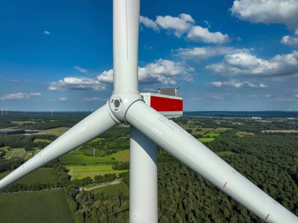 Dorsten, North Rhine-Westphalia, Germany, new construction of a wind turbine. Wind farm Große