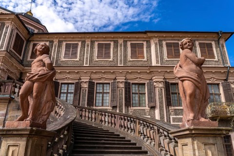 Dam in front of Favorite Palace in Rastatt, Baden-Württemberg, Germany, Europe