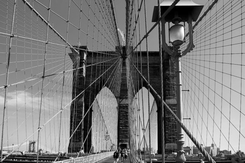 Brooklyn Bridge, opened in 1883, New York City, USA, North America