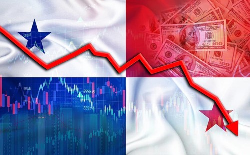 Financial fall of Panama on economy market. Panama financial crisis on economic graph
