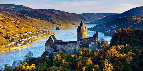 Stahleck Castle, hilltop castle overlooking the Rhine, Bacharach, UNESCO World Heritage Upper