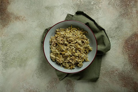 Jonjoli, Colchian klekachka, Georgian appetizer, pickled jonjoli, no people