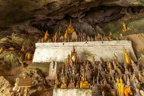 Buddha statues in the Pak Ou caves near Luang Prabang, Laos, Asia