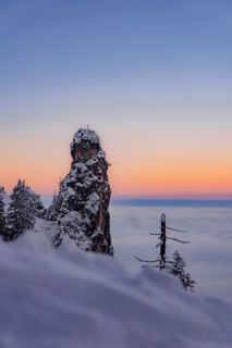 Sunrise snow tour on the Tegelberg in the Allgäu in Bavaria. Winter Wonder Land, Germany, Europe