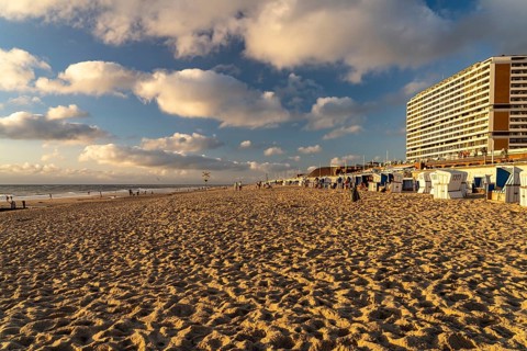 Flat tower block on Weststrand near Westerland, Sylt island, North Friesland district,