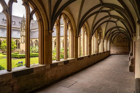 Inner courtyard and cloister of the Catholic Church of St Viktor in Xanten, Lower Rhine, North