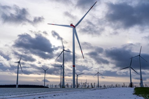 Wind farm, north of Lichtenau, self-proclaimed energy town, over 190 wind turbines and over 1200