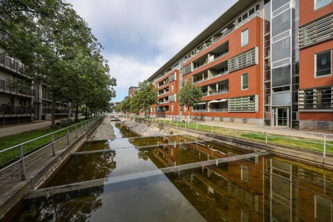 Duisburg, Ruhr area, North Rhine-Westphalia, Germany, sponge city. Climate-resilient city. Modern