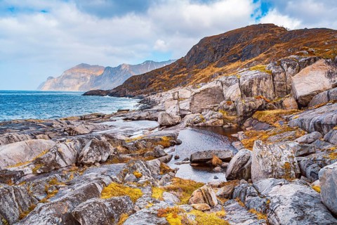 Fjords near Mefjordvaer on the island of Senja in Norway
