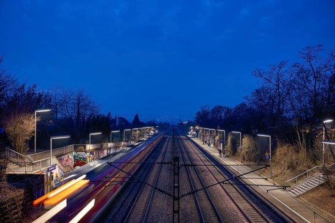 S-Bahn, public transport, train, passes through stop, station, platform, summer train, movement