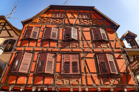 Siedel half-timbered house in Ribeauville, Alsace, France, Europe