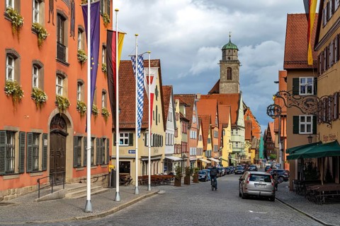 The old town and St George's Minster in Dinkelsbühl, Middle Franconia, Bavaria, Germany, Europe