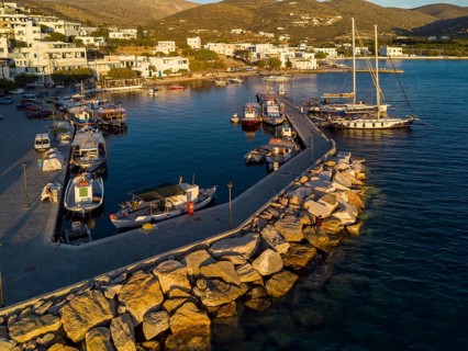 The small fishing harbour of Katapola, Amorgos, Cyclades, Greece, Europe