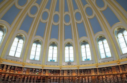 Bookshelves and dome of the reading room, British Museum, London, England, Great Britain