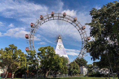 Ferris wheel in the amusement park in the Prater, the Wurstelprater in Vienna, Austria, Europe