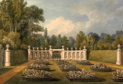Flower Garden at Belton House, Lincolnshire, England, digitally restored reproduction of a