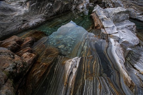 Rocks, rock structures, clear water, Verzasca River, near Lavertezzo, Verzasca Valley, Valle