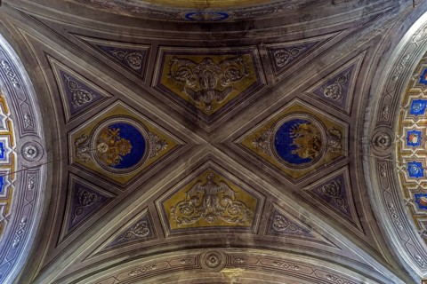 Ceiling fresco of the parish church of Sant'Anna, 1747-1753, interior view, mountain village of