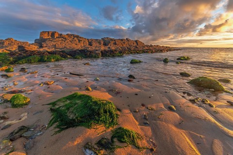Atlantic Ocean beach at sunset. Les Sables d'Olonne, Vende, France, Europe