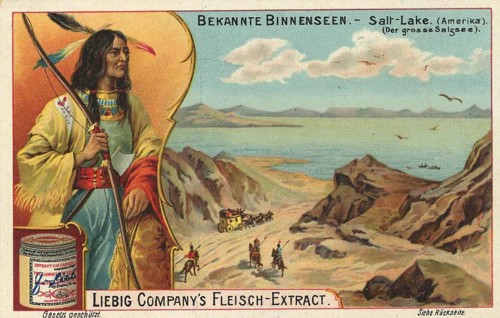Picture series Known inland lake with natives, Salt Lake, the great salt lake in America, Liebig