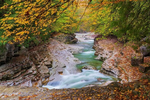 Rocks and clear water, Taugl creek, Bad Vigaun, Austria, Europe