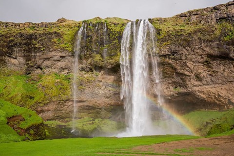 Waterfall Seljalandsfoss, 60 m high, located in southern iceland