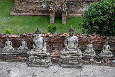Buddha statues in Wat Yai Chai Mongkhon, Buddhist temple, Ayutthaya, Ayutthaya province, Thailand,