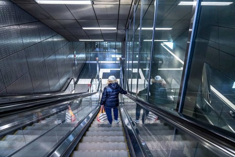 Modern underground station of the Wehrhahn line, Benrather Straße, 6 new stations, opened in 2016,