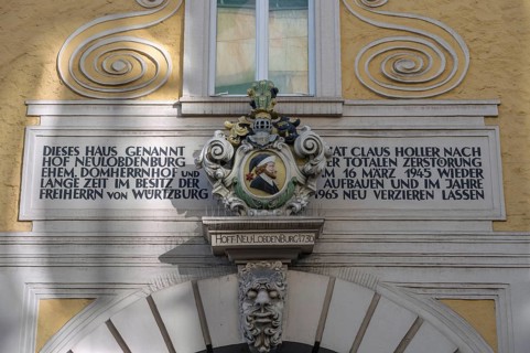 Detailed view of the former Domherrenhof, called Hof Neulobdenburg, rebuilt after the war,